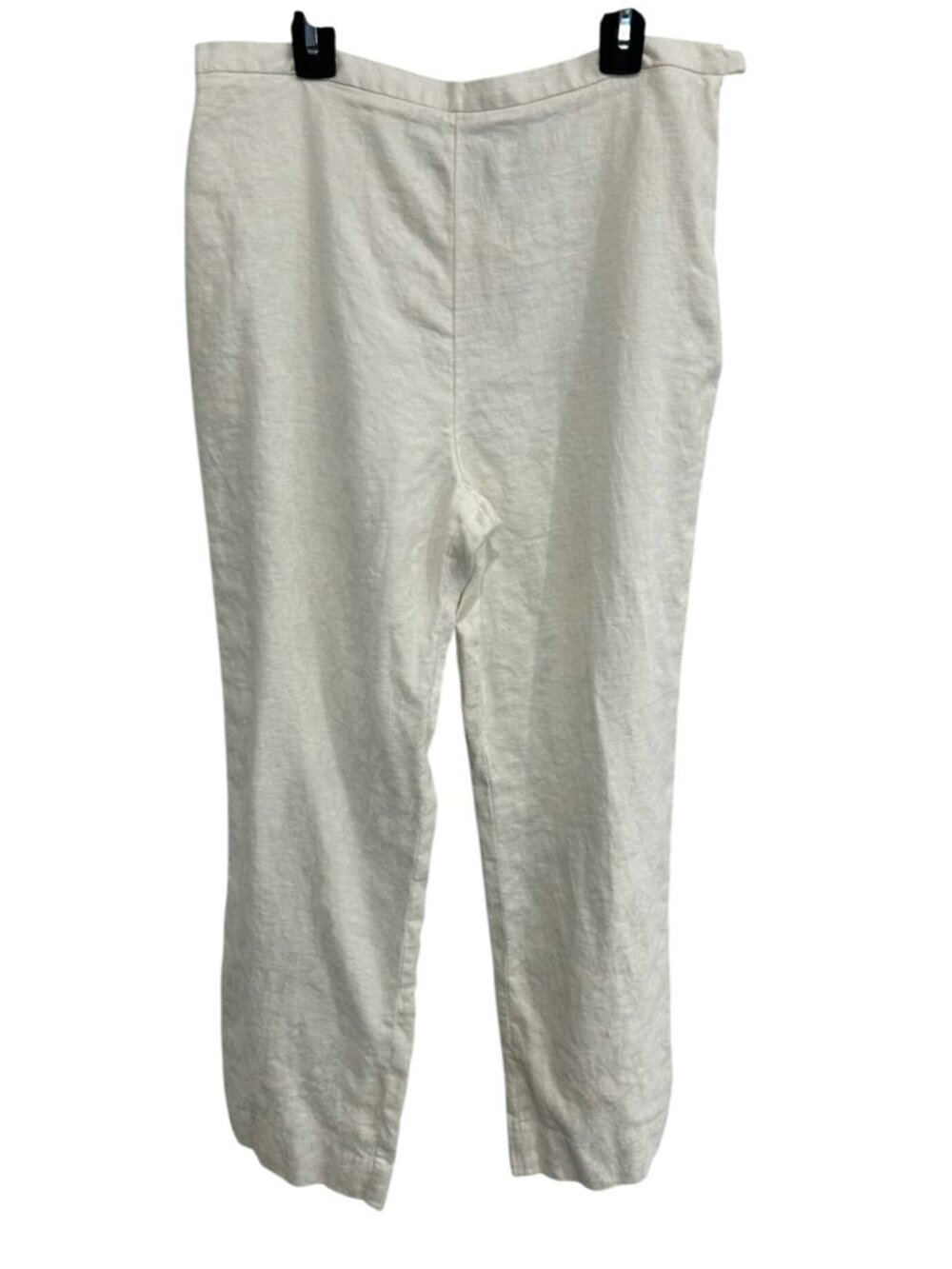 Savvy By DT Studio Womens White Linen Blend Straight-Leg Pants Size 8